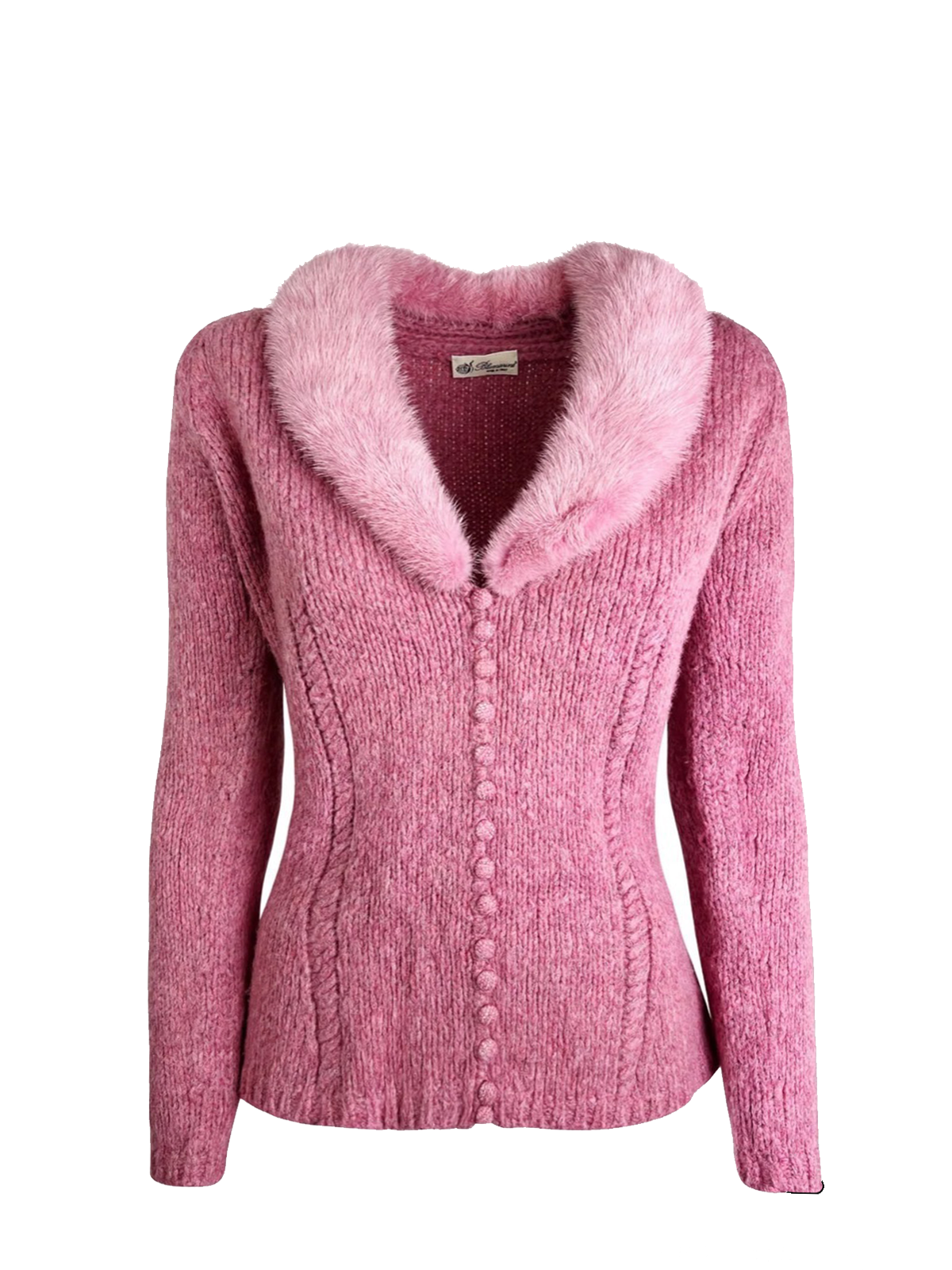 BLUMARINE 2000s Pink Cardigan with Fur