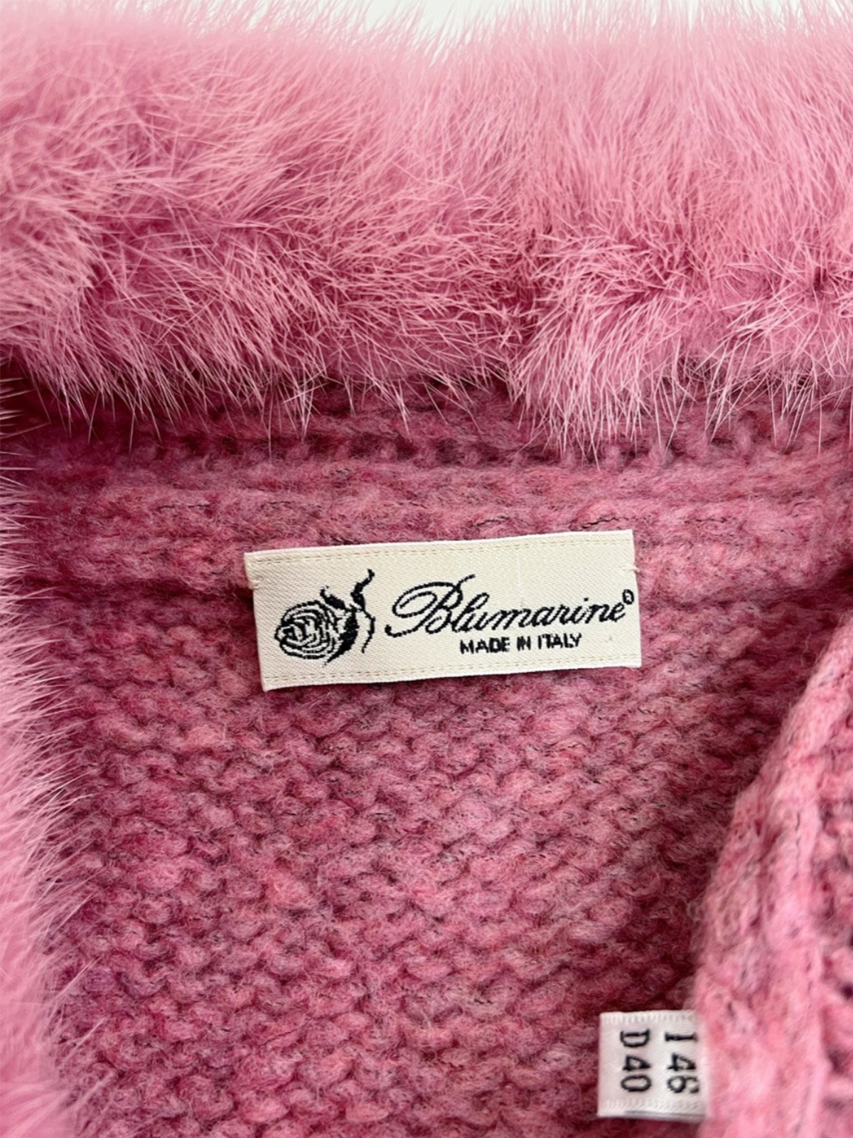 BLUMARINE 2000s Pink Cardigan with Fur
