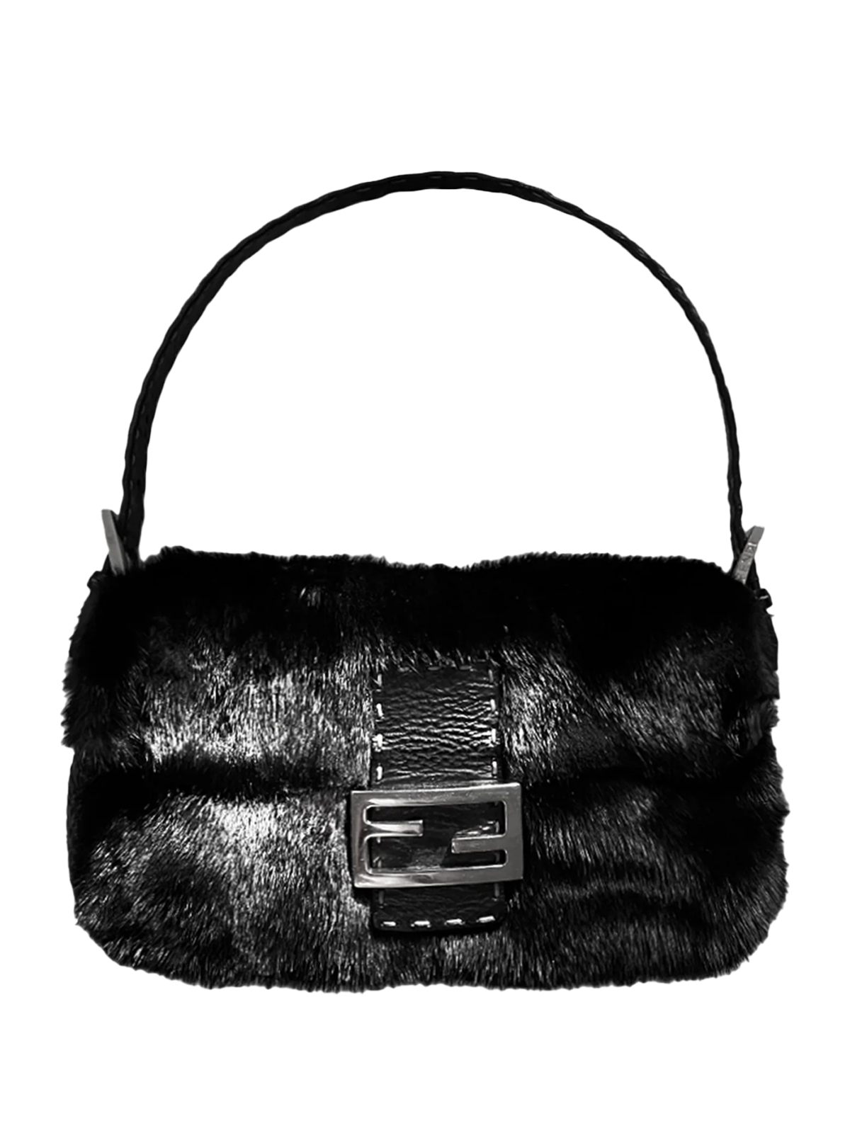 FENDI 1997 Black Mink Fur Baguette