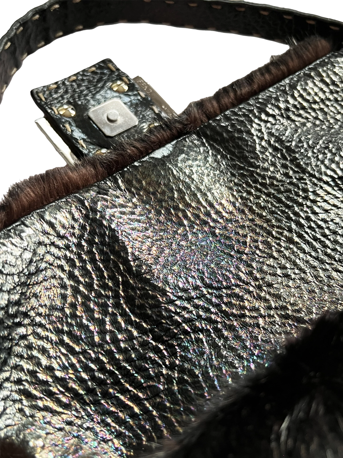 FENDI 1997 Black Mink Fur Baguette