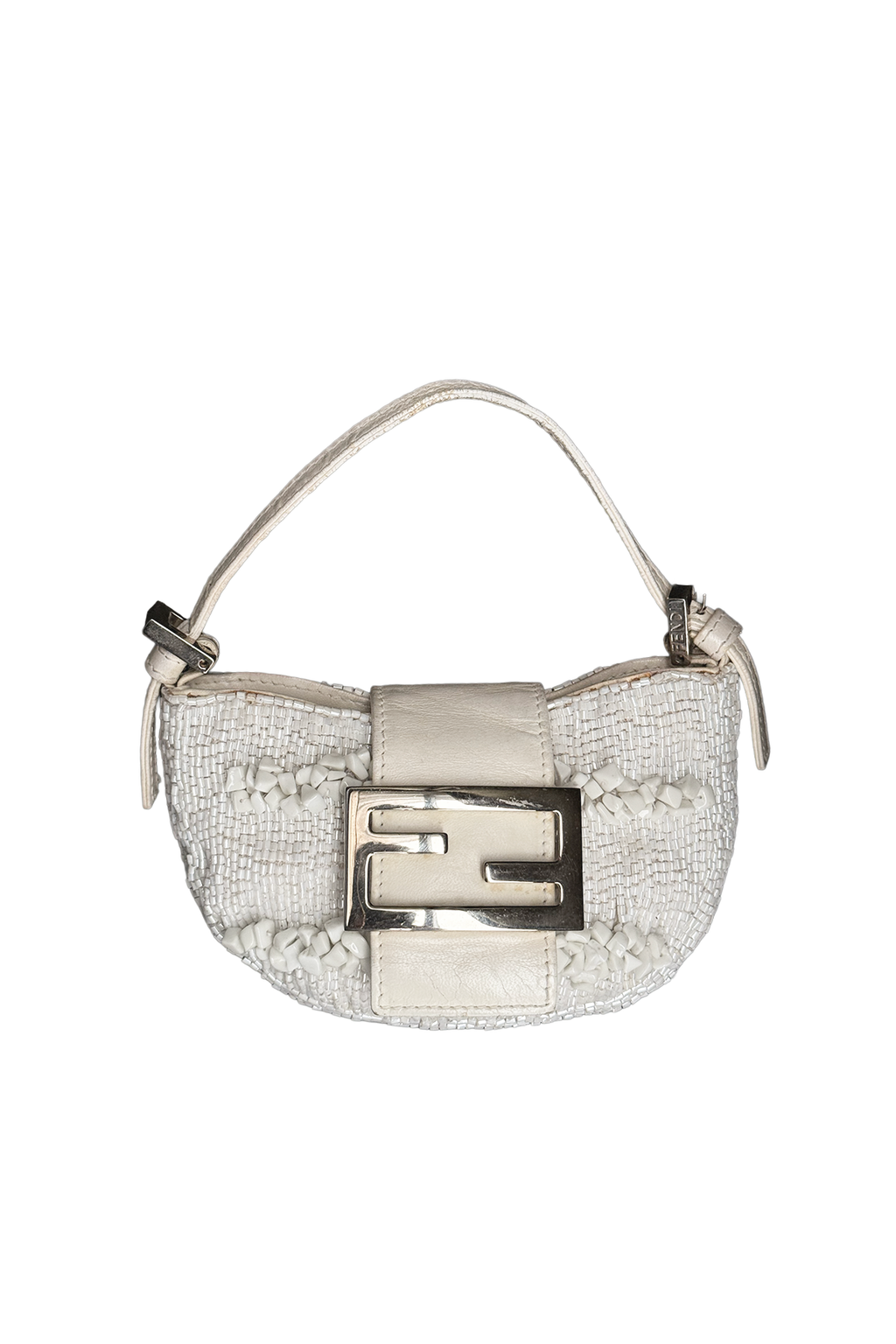 FENDI 2000s White Onyx Beaded Croissant