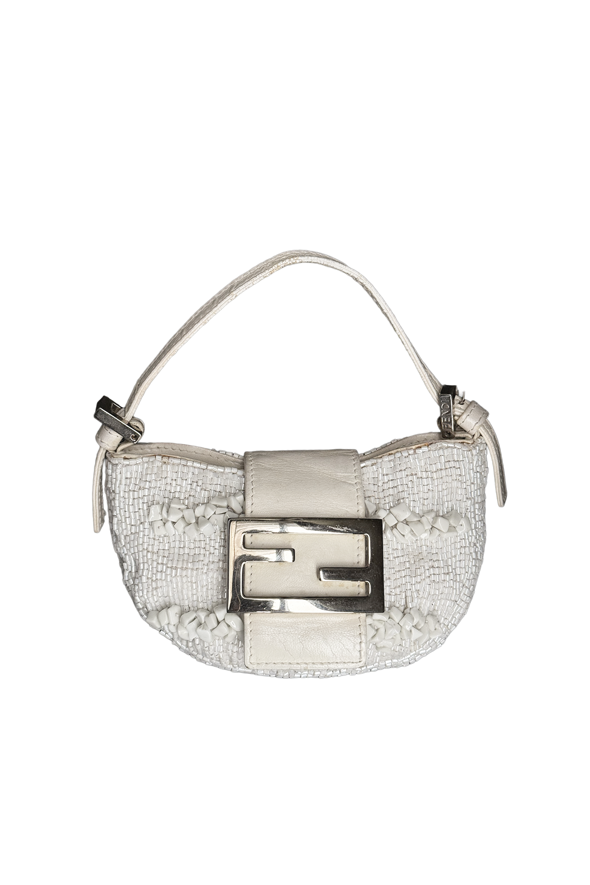 FENDI 2000s White Onyx Beaded Croissant