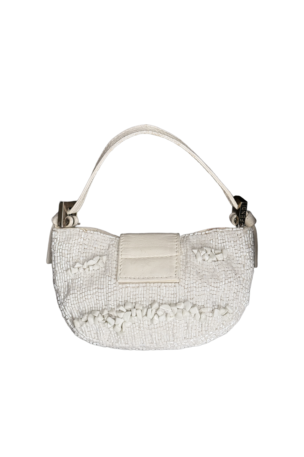 FENDI 2000s White Onyx Beaded Croissant
