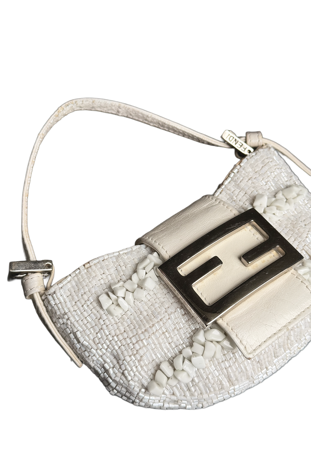 FENDI 2000s White Onyx Beaded Croissant