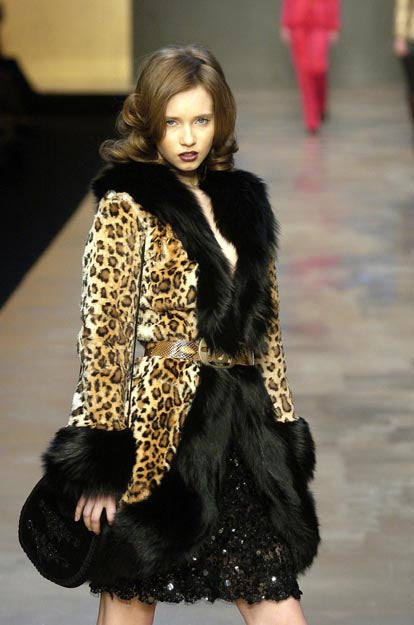 Blumarine 2004 Runway Leopard Fox Fur Jacket