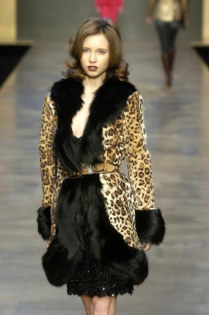 Blumarine 2004 Runway Leopard Fox Fur Jacket