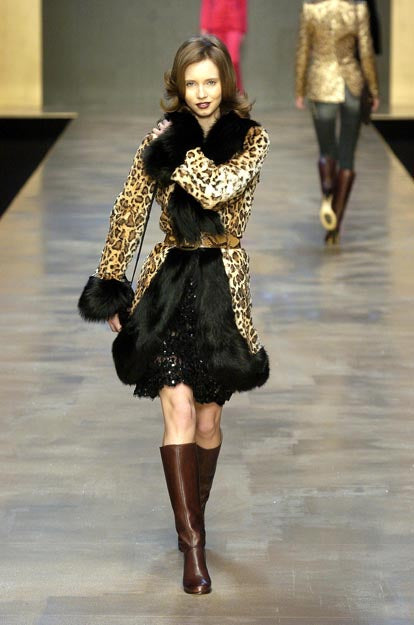 Blumarine 2004 Runway Leopard Fox Fur Jacket