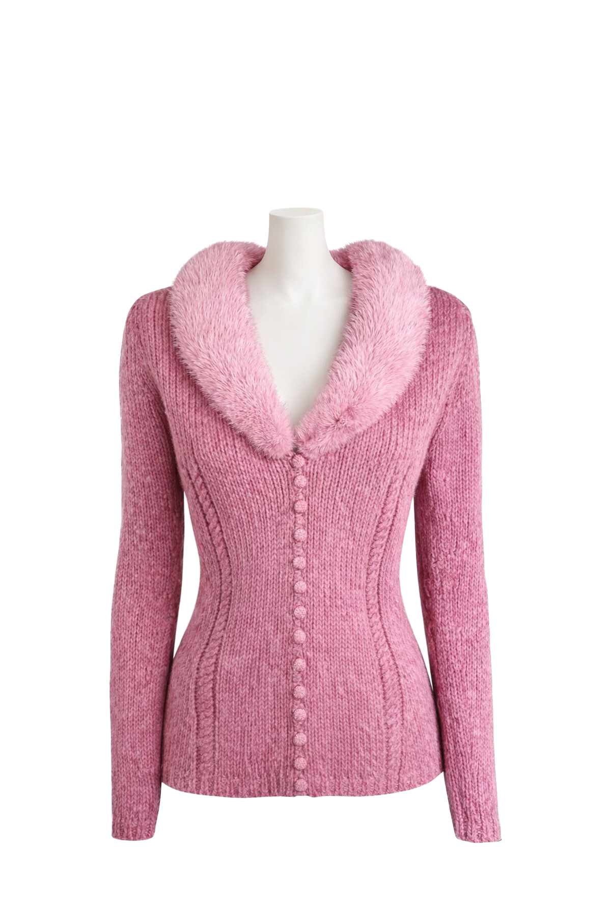 BLUMARINE 2000s Pink Cardigan with Fur