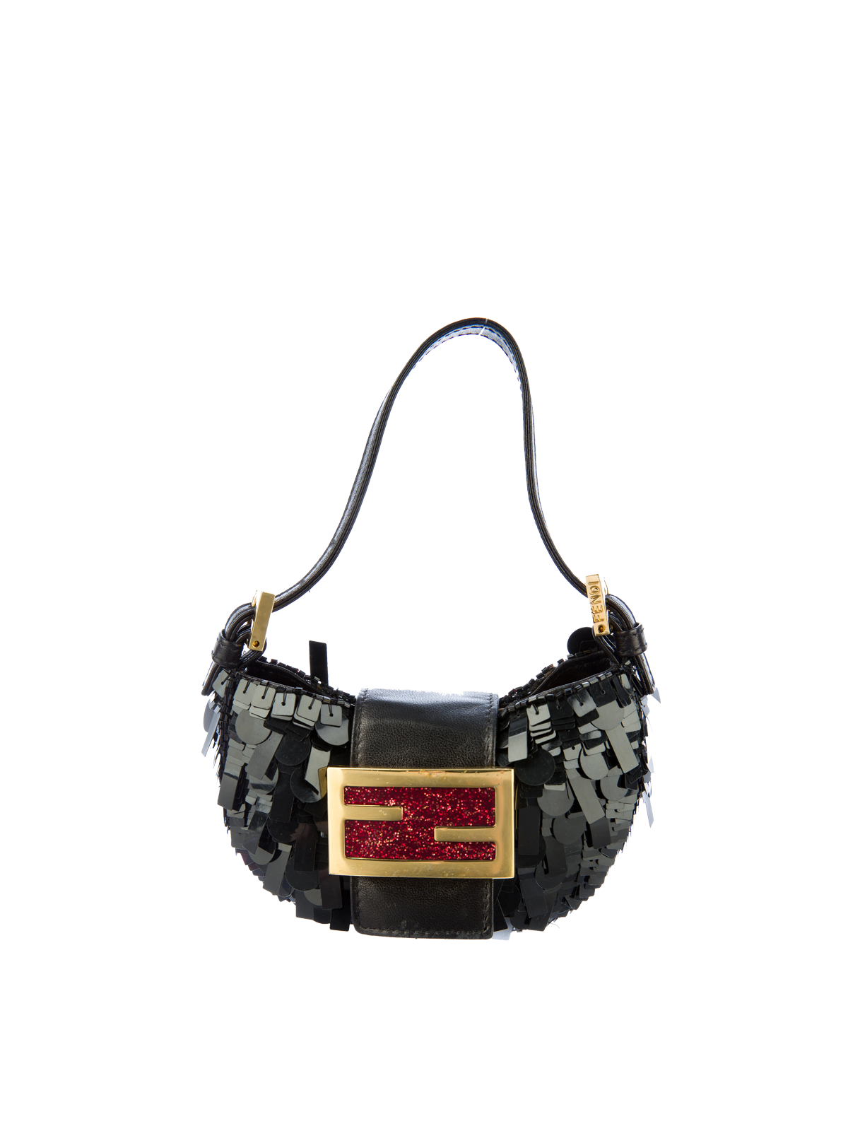 FENDI Black Sequin Croissant