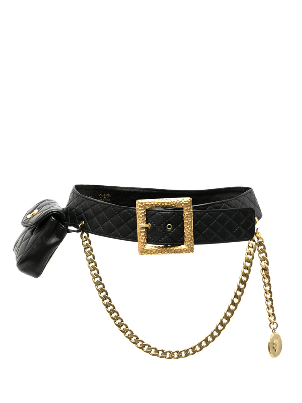 CHANEL 1994 Quilted Leather Belt with Chain
