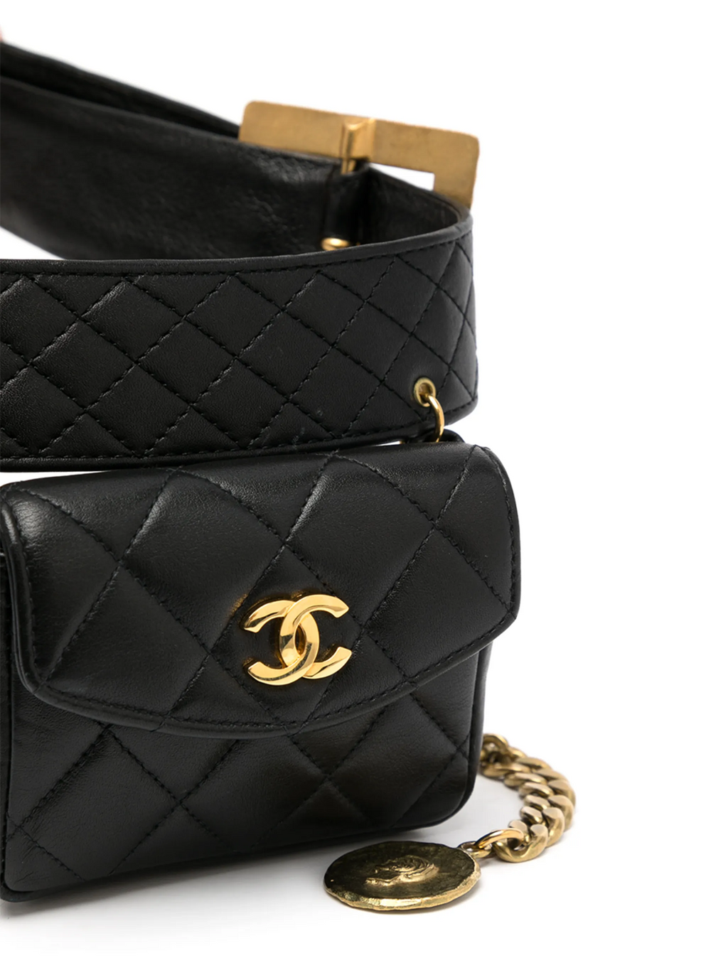 CHANEL 1994 Quilted Leather Belt with Chain