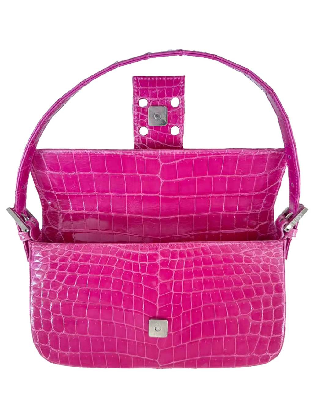 FENDI 1997 Baguette Pink Crocodile