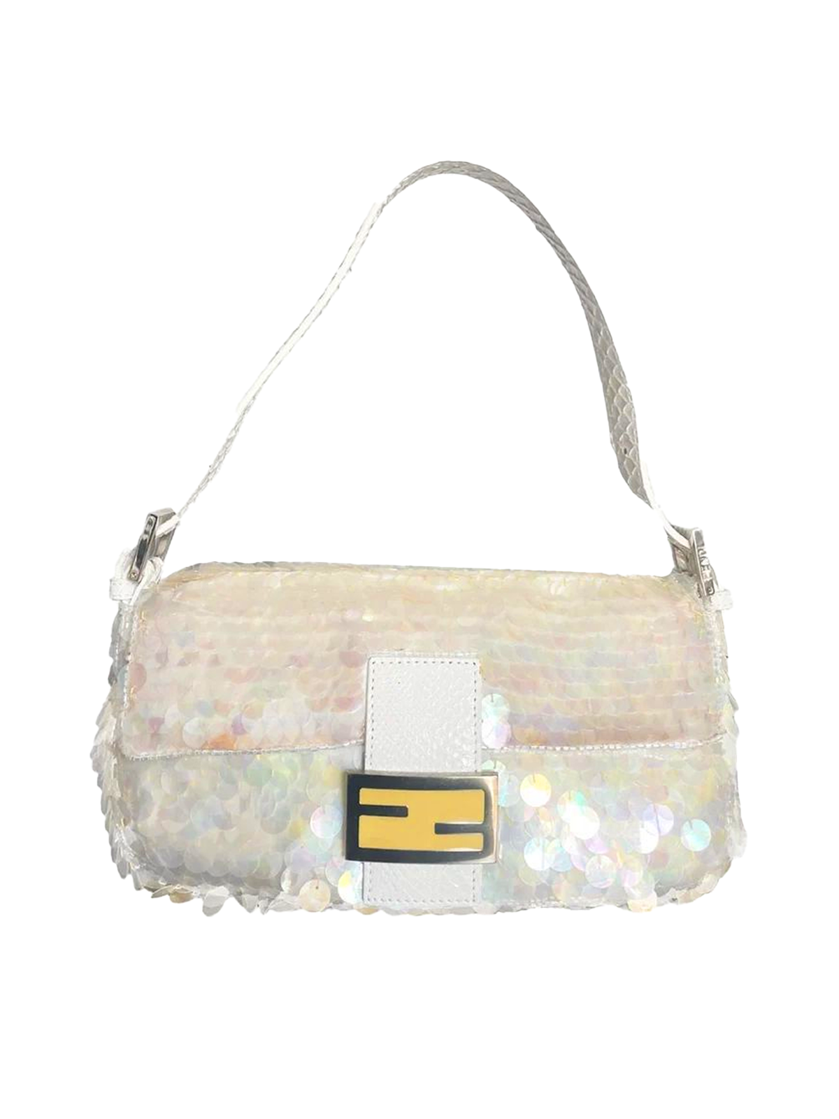 FENDI 1999 Baguette White Pailette